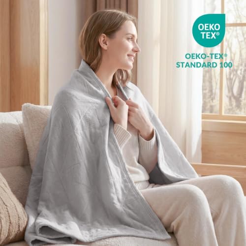 Exclusivo Mezcla 100% Cotton Muslin Throw Blanket for Couch, 4-Layer Moisture-Wicking and Breathable Ultra Soft Gauze Blanket for Spring Summer, 50"x60", Light Grey - color: Light Grey, size: Throw (50"x60")