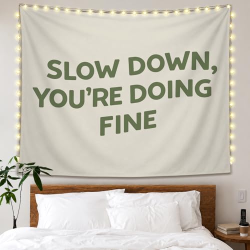 SkyCozy Inspirational Positive Affirmations Wall Tapestry, Slow Down You're Doing Fine Motivational Minimalist Tapestry for Home Bedroom Living Room Office Classroom Wall Decor, 50x60 Inch - color: 04-Slow Down You're Doing Fine Tapestry