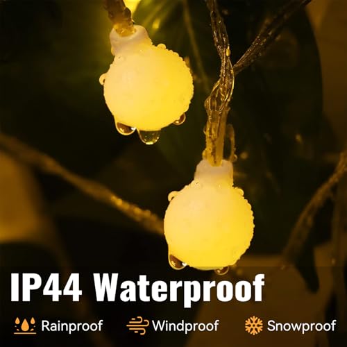 WERTIOO Globe String Lights Battery Operated – 33ft 100 LED Globe Lights with Remote, 8 Modes & Timer – Warm White String Lights for Bedroom, Christmas Tree, Garden, Tent, Camping, Indoor & Outdoor - color: Warm White-33ft