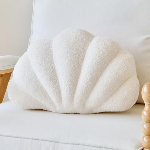 Lfsaaj Ivory Seashell Throw Pillows, Shell Shaped Throw Pillows, 13 Inch Soft Home Decorative Pillow Plush Cushion for Bed Couch Living Sofa Room Decor Accent Throw Pillow - color: Ivory, size: Small-13Inch