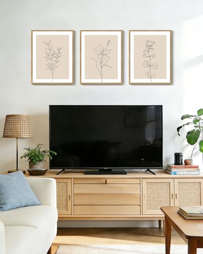 Drsoum Black Line Flower Wall Art Vintage Floral Minimalist Wall Hanging Decor Bohemain Botanical Prints Artwork for Office Dining Room Hallway 11x14in Natural Framed - color: Bohemain Flower, size: 11x14in, Natural Framed