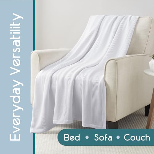 Vellux 100% Cotton Blanket, King, 108x90, White | Soft, Breathable Knit, Lightweight, All Season, Machine Washable, Oeko-Tex Certified, Hotel Quality - color: White, size: King