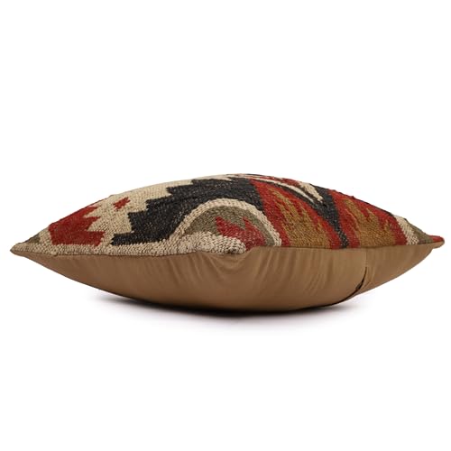 Rustic Indian Wool Jute Kilim Cushion Cover Bohemian Throw Pillow for Sofa Bed Chair Tribal Multicolor Handmade Living Room Decor - color: Multi 15