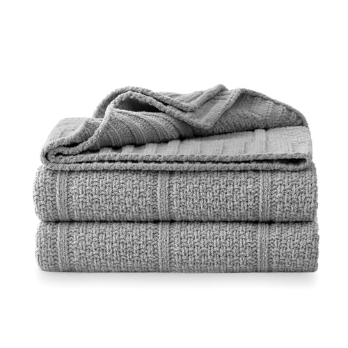 Amélie Home Premium Chenille Throw Blanket, Soft Cozy Moss Stitch Knit Blanket for Couch, Sofa, Chair, Home Decor, Grey 50"x60" - color: Grey, size: 50" X 60"