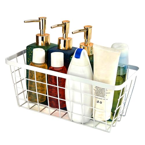 2 Set LeleCAT Hanging Wall Basket Organizer, Over the Cabinet Door Adhesive Wire Baskets for Organizing Kitchen Food Pantry Bathroom Shelf Storage No Drilling Wall Mounted,White - color: White-New, size: 2 PACK