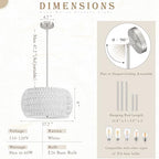 18 inch White 3 Light Rattan Chandelier Rattan Farmhouse Light Fixture Woven Pendant Lights Fabric Shade Boho Chandelier for Kitchen Dinning Room - color: 18"-White-Drum