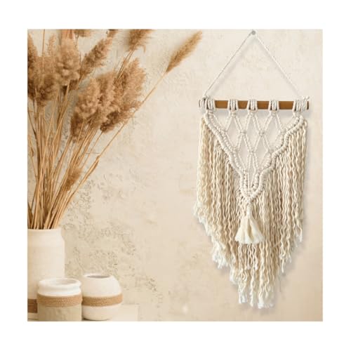 Majarlikha COLLECTIONS Macrame Wall Hanging Decor - Boho Style Minimalist Wall Ornament Home Decorative Flat Tapestry Classic Design Bohemian Decor, Mesh Pattern, Beige, 1pc - color: Beige