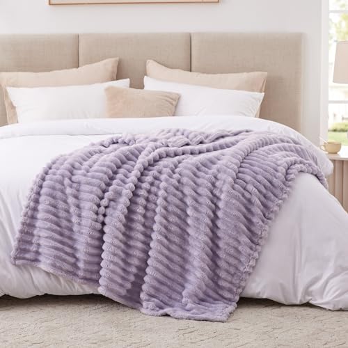 EXQ Home Gentle Soft Fleece Blanket Full Size– Cozy Lightweight Blanket for Couch Bed – All-Season Warm Fuzzy Flannel Blanket for Women Mom Her – Gifts for Birthday(84"x90",Light Purple) - color: Light Purple, size: Full
