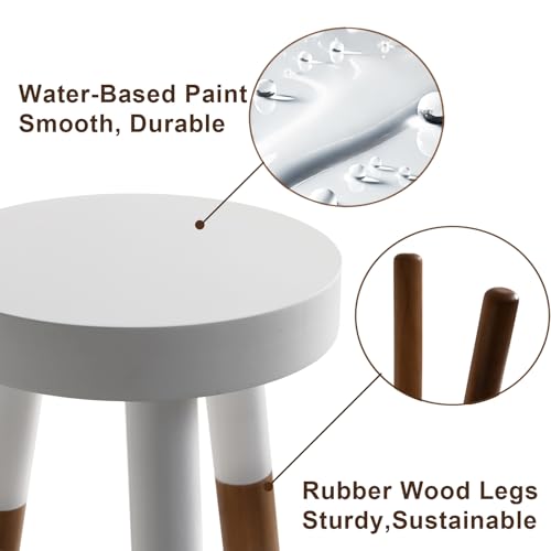 LitaEther 12" Reverse Dipped Wood Plant Stand, Wood Accent Stool,Milking Stool Drinking Table Small Side Table Set (18"+20" Tall) - size: 18"+20" Tall