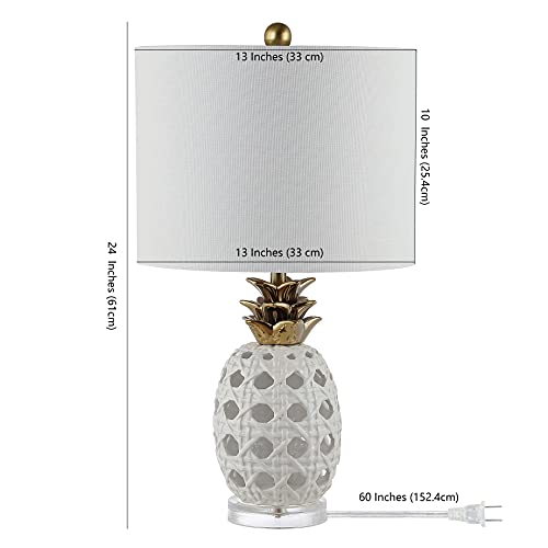 SAFAVIEH Lighting Collection Sonny Pineapple White 24-inch Bedroom Living Room Home Office Desk Nightstand Table Lamp (LED Bulb Included)