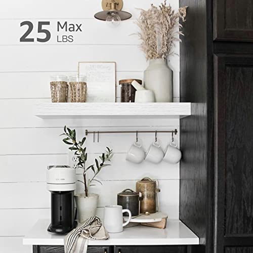 QEEIG Bathroom Floating Shelves for Wall - 15.7" Wall Mounted Shelf Over Toilet Farmhouse Home Decor Display Bookshelf Small 15.7 x 6.7 inch Set of 2, White (008-40W) - color: B. White, size: 15.7"