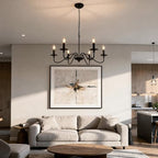 Black Chandelier, 6-Light Farmhouse Candle Chandelier 29'', Rustic Industrial Hanging Light Fixture for Dining Room, Kitchen Island, Living Room, Entryway, Bedroom, Foyer - color: Matte Black
