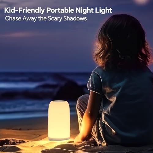 ROOTRO Cordless Table Lamps Rechargeable, Touch Lamp for Bedroom [Sleek Design & RGB Mode] 4-Level Brightness Small Bedside Lamp, LED Lamp Multi-Color Smart Nightstand Light for Living Room Home Gifts - color: White Cordless Lamp
