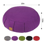 Round Zafu Meditation Cushion, D=15" H=5.5" Zabuton Meditation Pillow, Yoga Bolster/Pillow, Floor seat, Zippered Organic Cotton Cover, Natural Buckwheat, Kneeling Pillow - color: Wine Red