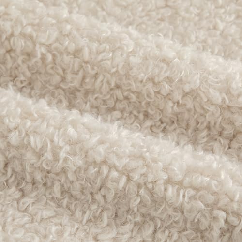 Pack of 2 Curly Teddy Wool Faux Fur Throw Pillow Covers Fuzzy Accent Soft Sherpa Pillowcases Sheepskin Fleece Decorative Cushion Case for Sofa Couch Living Room 16x16 Inch Neutral Light Beige - color: Neutral Light Beige, size: 16" x 16" (Pack of 2)