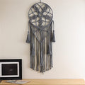 Dream Catcher Tapestry Boho Macrame Cotton Woven Handmade Bohemian Art with Tassel Craft Ornament for Bedroom Living Room Apartment Nursery 12x32 Inch - color: Gray