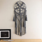 Dream Catcher Tapestry Boho Macrame Cotton Woven Handmade Bohemian Art with Tassel Craft Ornament for Bedroom Living Room Apartment Nursery 12x32 Inch - color: Gray