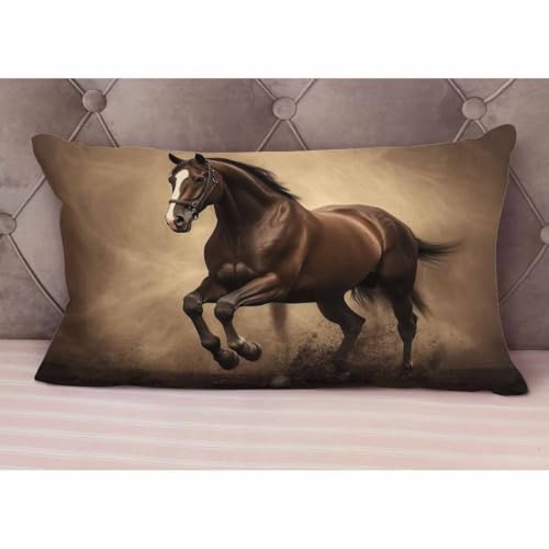 EKOBLA Black Stallion Horse Pillow Cases Throw Pillow Covers Run Gallop in Desert Storm Square Throw Waist Pillow Case Cushion Cases for Sofa Bedroom Living Room 12x20 Inches - color: Multi-bs10, size: 20" x 12" (Pack of 1)