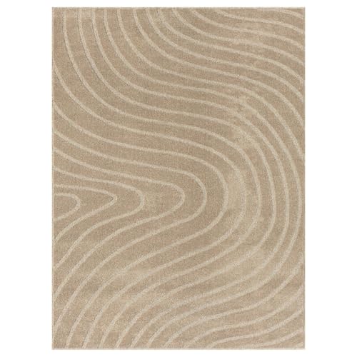 LUXE WEAVERS Modern Geometric Wave Beige 2x3 Area Rug - color: Beige, size: 2' x 3' (Rectangular)
