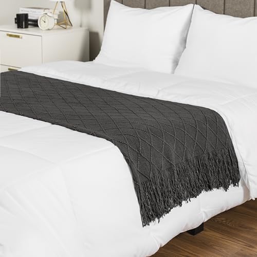 PAVILIA Dark Gray Knit Throw Blanket for Couch Bed, Soft Knitted Farmhouse Sofa Throw for Living Room, Lightweight Decorative Summer Throw Blanket for Chair, Outdoor Textured Boho Blanket, 50x60 - color: Charcoal Gray, size: 50 X 60 Inches - Throw