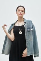 Leather Necklace for Women Long Boho Pendant Hippie Choker Necklace Bohemian Layered Leather Rope Wooden Jewelry Gifts - style: Boho Silver Pendant