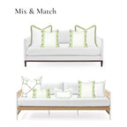 Hofdeco Premium Grandmillennial Coastal Hampton Patio Indoor Outdoor Throw Pillow Cover Only, 20"x20" Water Repellent for Backyard, Couch, Poolside, Grass Green Print Block Striped Lily of the Valley - color: Grass Green Block Print Striped Lily of the Va