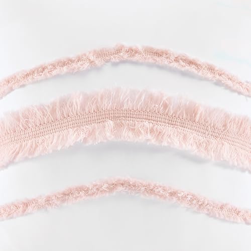 Bohemian Boho Chic White and Pink Macrame Tufted Tassel 2 pc. Twin / Twin XL Size Bed Bedding Set Duvet Comforter Cover / Sham Blush Pink Textured Minimalist Cotton Fringe Farmhouse Indie Dorm Teen - color: Blush Pink, size: Twin