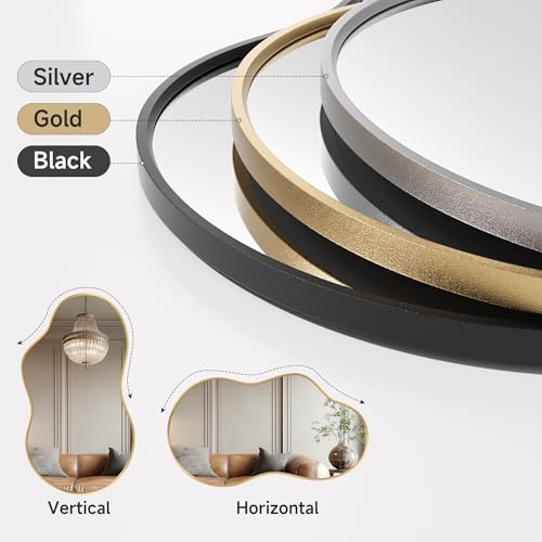Hasipu Irregular Wall Mirror - 45"x25" Asymmetrical Mirror, Modern Decorative Mirrors for Living Room, Entryway, Hallway, Bathroom, Bedroom,Wall Mounted Home Decor (Gold) - color: Gold, size: 45"L x 25"W