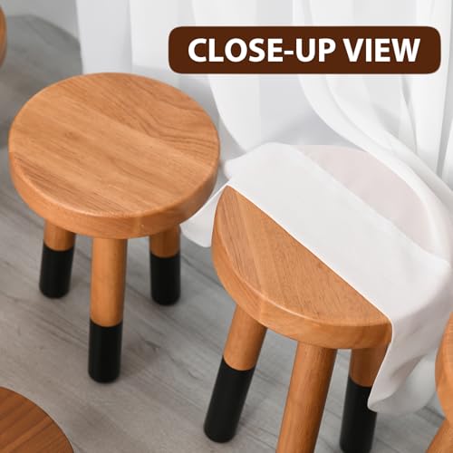 Rubber Wood 9" Round Plant Stand |Dip Dyed Black Stool, Wood Riser |Milking Stool (10" H) - color: 10" Tall Black