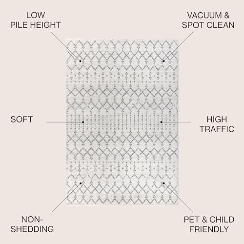 JONATHAN Y Boho Vintage Diamond Cream/Gray Round Area Rug 3 ft, Moroccan Hype for Living Room, Bedroom, Kitchen, Office, Easy-Cleaning, High Traffic, Pet-Friendly, Non-Shedding (MOH101B-3R) - color: Cream/Gray, size: 3' (Round)