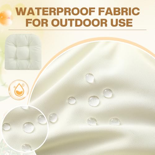 Barydat 3 Pack Wicker Furniture Cushions Waterproof Outdoor/Indoor Tufted Wicker Chair Cushions 1 Loveseat and 2 U-Shape Rattan Chairs for Patio Furniture, Rattan Love Seat, Bench(Cream) - color: Cream