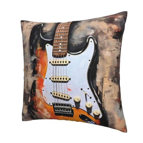 Music Pillow Covers 18x18 Set of 2 Guitar Art Throw Pillows Covers Square Farmhouse Decorative Outdoor Cushion Cases for Bed Couch Sofa - color: Guitar, size: 18" x 18" (Pack of 1)