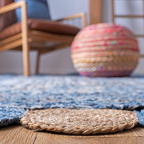 SAFAVIEH Cape Cod Collection Runner Rug - 2'3" x 12', Blue & Beige, Handmade Boho Braided Jute & Cotton, Ideal for High Traffic Areas in Living Room, Bedroom (CAP201C) - color: Blue/Beige, size: 2'3" x 12' (Runner)