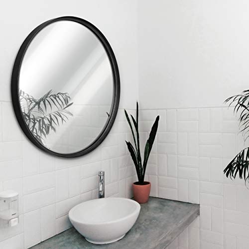 HBCY Creations Large Round Mirror, Black 27.5 inch Wall Mirror for Entryway, Bathroom, Living Room and More, Modern Minimalist Mirror for Both Rustic and Boho Design and Decor - color: Matte Black