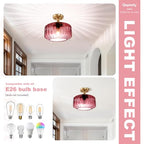 2-Pack Purple Ribbed Glass Ceiling Light, Semi Flush Mount Fixture | Anti-Rust, E26 Socket, Easy To Install, Max 60W, Ideal For Bedrooms, Bathrooms, Hallways, Closets, Apartments - color: Purple, 2 Pack