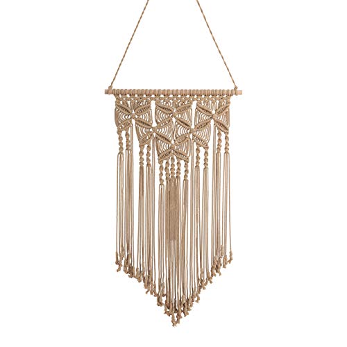 Macrame Wall Hanging Boho Hand Woven Macrame Tapestry Chic Bohemian Apartment Dorm Room Decoration, Brown, 16x28 Inches - color: Brown