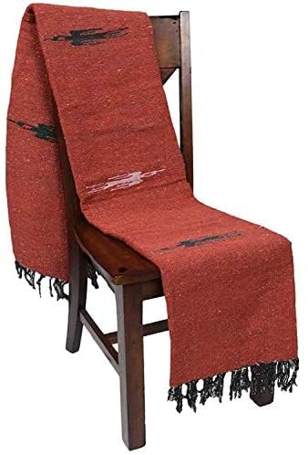 Open Road Goods Mexican Thunderbird Yoga Blanket, Handwoven Throw for Yoga, Meditation, and Home Décor – Versatile Blanket for Beach, Picnic, Camping, or Outdoor Use - color: Red Earth