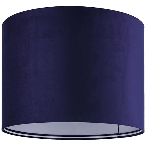 Dark Blue Velvet Drum Lamp Shade Modern Lampshade 13``Top×13``Bottom×10``High(Spider) Medium Lamp Shade for Table & Bedside Lamp Replacement Lampshades in Hand Crafted - By GO&SO - color: Blue, size: 13*13*10 inch-1 Pack