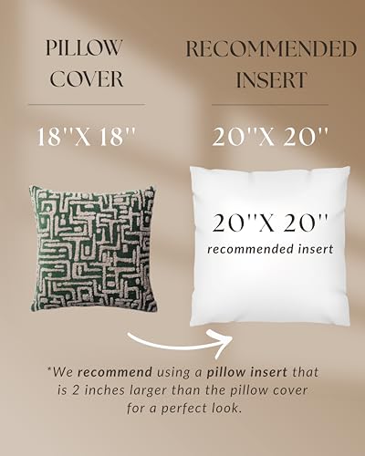 Woven Jacquard Throw Pillow Cover, Pack of 1 Geometric Pattern Textured Decorative Cushion Covers for Sofas, Couches, Fade Resistant Pillow for Sofa & Couch, Gilda, Green, 18x18 Inch - color: Green