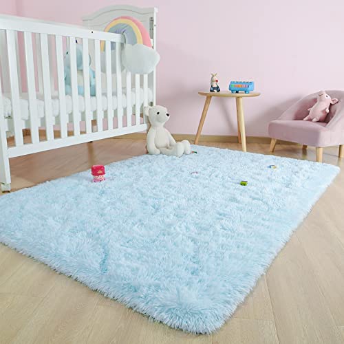Kelarea Area Rug for Living Room, 3x5 Non-Slip Light Blue Rug Fluffy Soft Shag Rugs, Fuzzy Shaggy Plush Carpet for Bedroom, Nursery Rooms, Home Dorm - color: Baby Blue, size: 3 x 5 feet