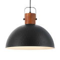 ELYONA 16 Inch Ash Wood Hammered Pendant Light Fixtures, Large Metal Dome Ceiling Hanging Lamp, Industrial Chandelier for Kitchen Island, Bar, Farmhouse, Dining Table, Hallway, Modern Black - color: Black - 1 Pack