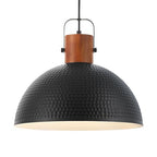 ELYONA 16 Inch Ash Wood Hammered Pendant Light Fixtures, Large Metal Dome Ceiling Hanging Lamp, Industrial Chandelier for Kitchen Island, Bar, Farmhouse, Dining Table, Hallway, Modern Black - color: Black - 1 Pack