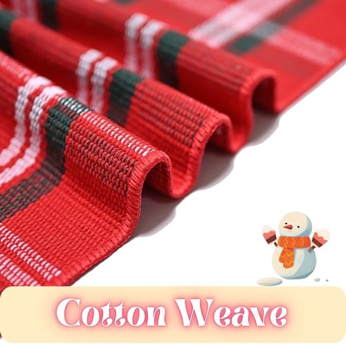 Ckorzen Red Green and White Plaid Rug, 28" x 43" Christmas Front Porch Outdoor Rug, Handwoven Cotton Washable Rug for Layered Door Mats, Holiday Entryway and Home Décor - color: Red-green & White, size: 2'4" x 3'7" (Rectangular)