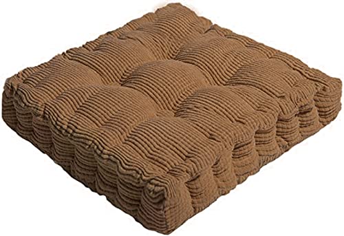 ChezMax Floor Pillow & Cushion, Large Meditation Chair Cushions, Thick Square Seat Pad, Soft Velvet Tufted Seating Pouf for Indoor/Outdoor Yoga Bench Rocking Chair Room Tatami Sofa, Brown 18" x 18" - color: Brown M