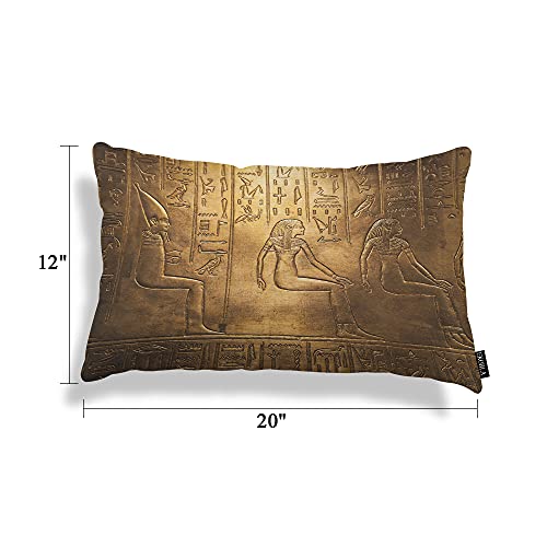 EKOBLA Egyptian Hieroglyphics Decorative Lumbar Cushion Case Ancient Golden Art Symbol Farmhouse Oblong Pillow Cases Cotton Linen 12x20 Inch Cushion Cover for Sofa Couch Decoration - color: Multi-bs17, size: 20" x 12" (Pack of 1)