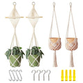 4 Pack Macrame Plant Hangers Indoor Up to 10 inch Pot, Boho Hanging Planters, Plant Holder with 8Pcs Stainless Steel Hooks - color: 4pcs White Hanger