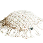 Hand Woven Pillowcase Round Shape Pillow Cover with Tassel Macrame for Bed Couch Car Home Decor Cream, Macrame Pillow Cover