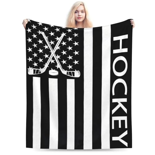 Hockey Blanket Gifts for Women Kids, American Flag Flannel Blankets, Warm Cozy Soft Throw for Bedroom, Camping, Couch, Decor 50x60 in - color: Hockey, size: 50"x60"