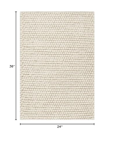 SAFAVIEH Natura Collection Accent Rug - 2' x 3', Ivory, Handmade Wool Blend, Textured Design, Ideal for Hallway, Bedroom, Foyer (NAT620A) - color: Ivory, size: 2' x 3' (Rectangular)