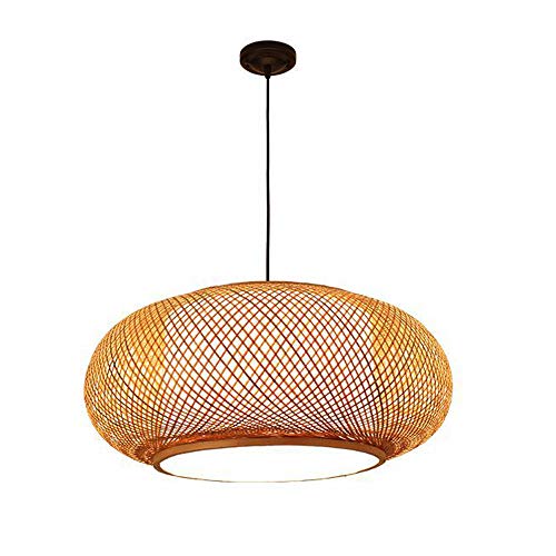 Hand-Woven Bamboo Pendant Light, Lantern Lamp Rattan Single Light Weaving Natural Wooden Ceiling Hanging Fixture with Adjustable Cord for Kitchen Dining Room Restaurant Farmhouse - color: Dome, Style 3